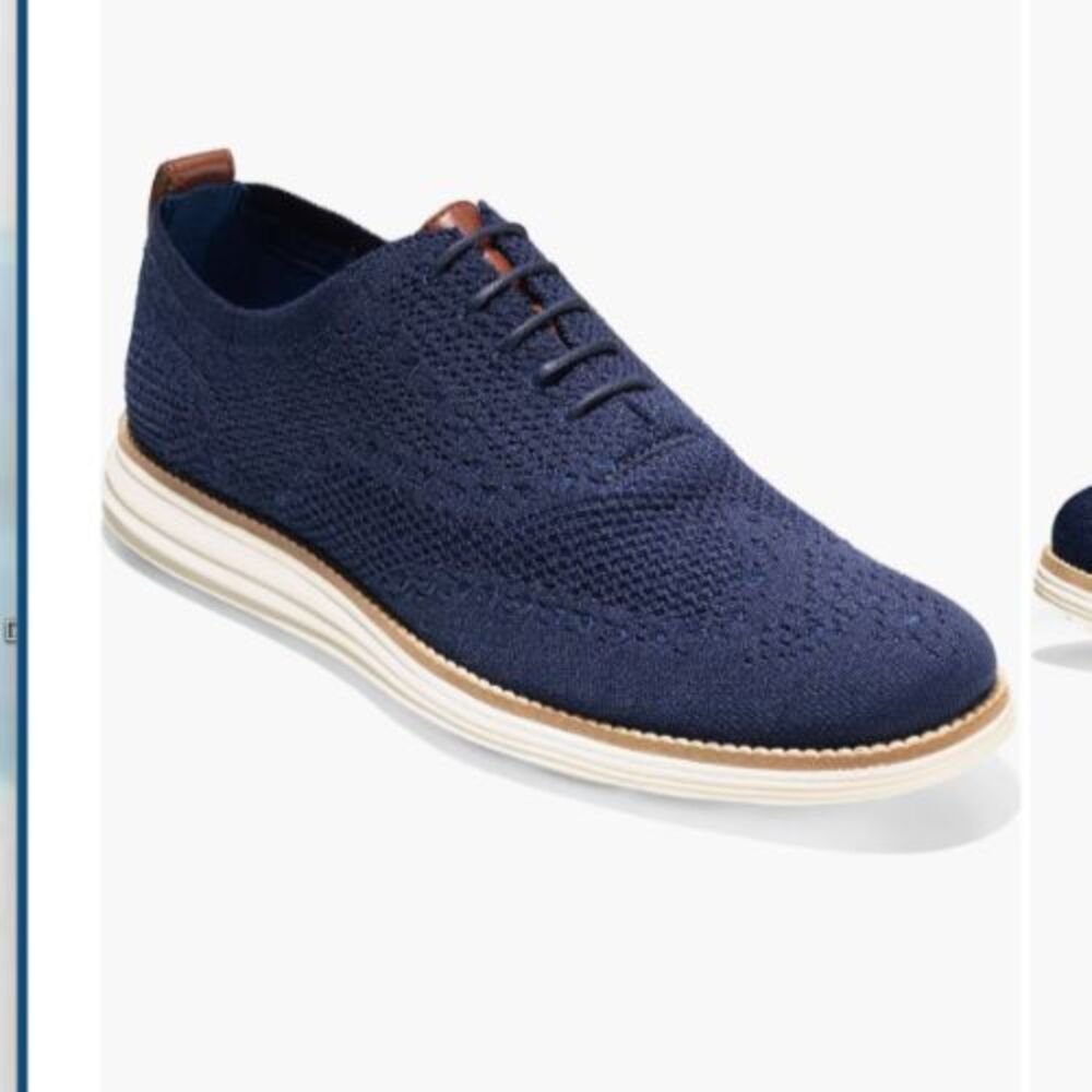 Cole Haan ZEROGRAND StitchLite Wingtip Oxford Marine Blue Mens 10.5 NEW